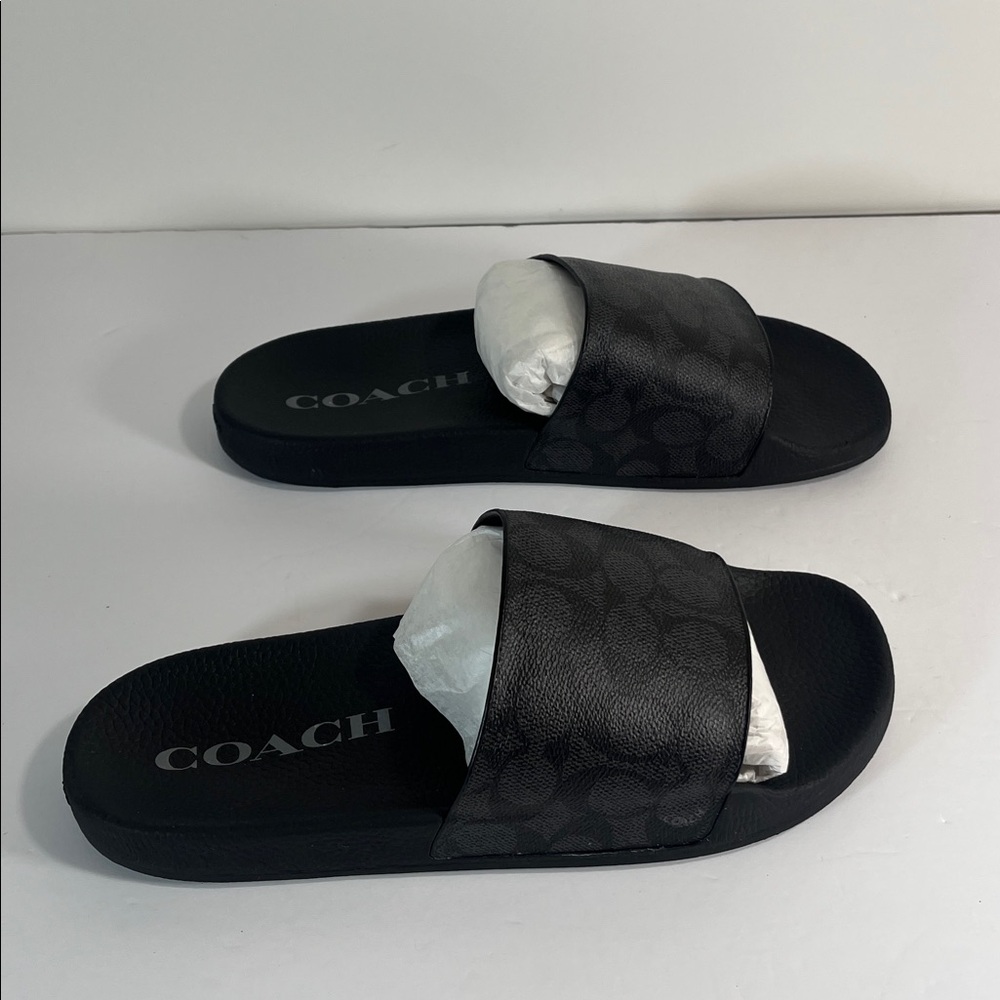 Coach Elegant Black Udele Signature Logo Slide Sandals women’s size 11 - Picture 4 of 11